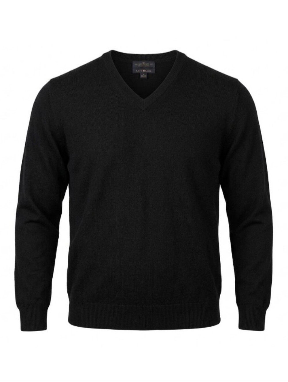 Club Room 100% Merino Wool Men's Black Sweater Pullover V-neck Minimalist